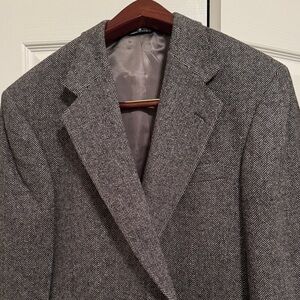 Men's Gray and Black Polo University Club Herringbone Blazer